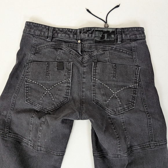 Black Denim Capri's Pantaloons Baggy Low Mid Rise Cropped Distressed Cargo - Picture 6 of 12